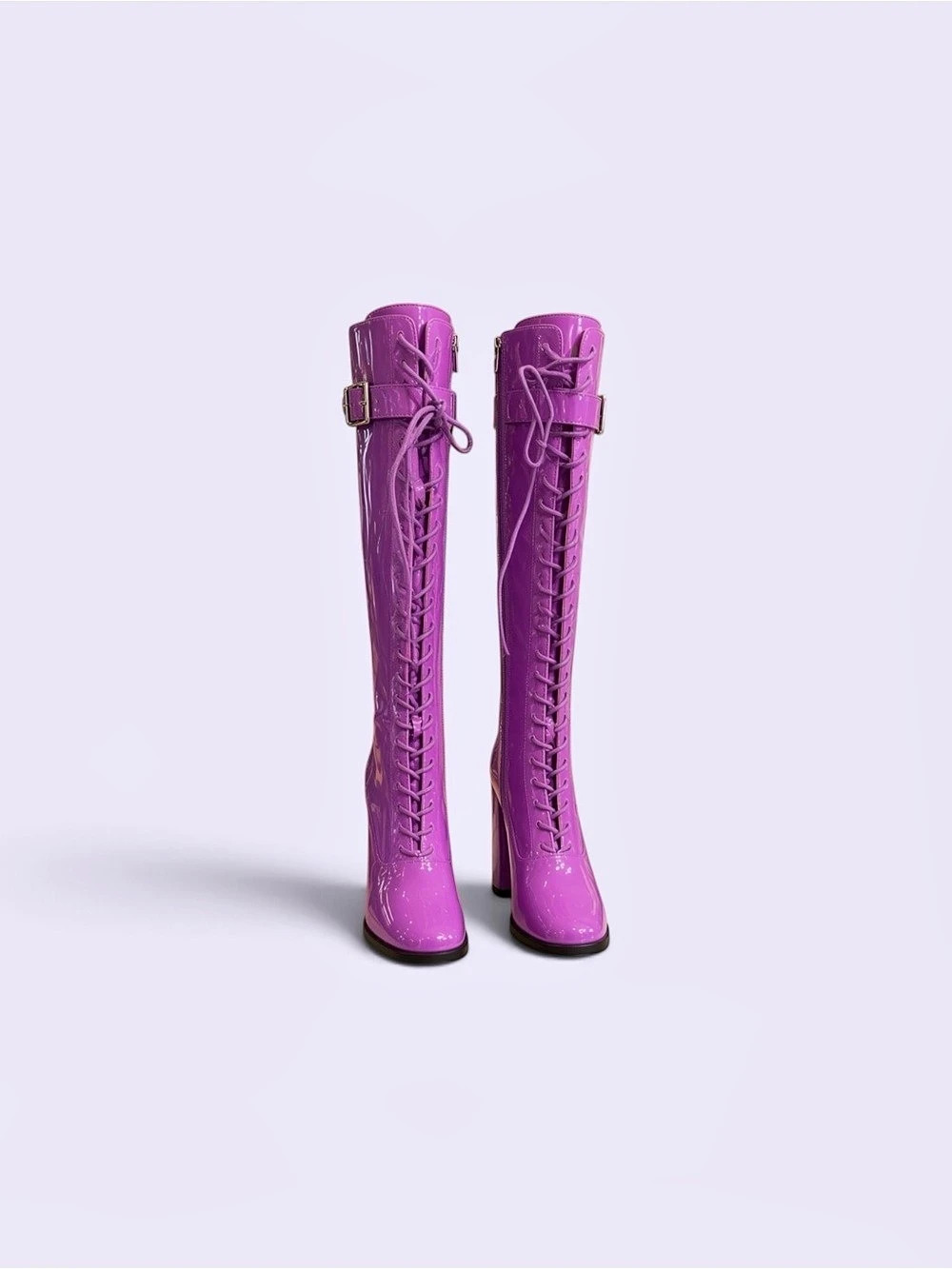 Purple Over-the-Knee Heeled Boots Like New